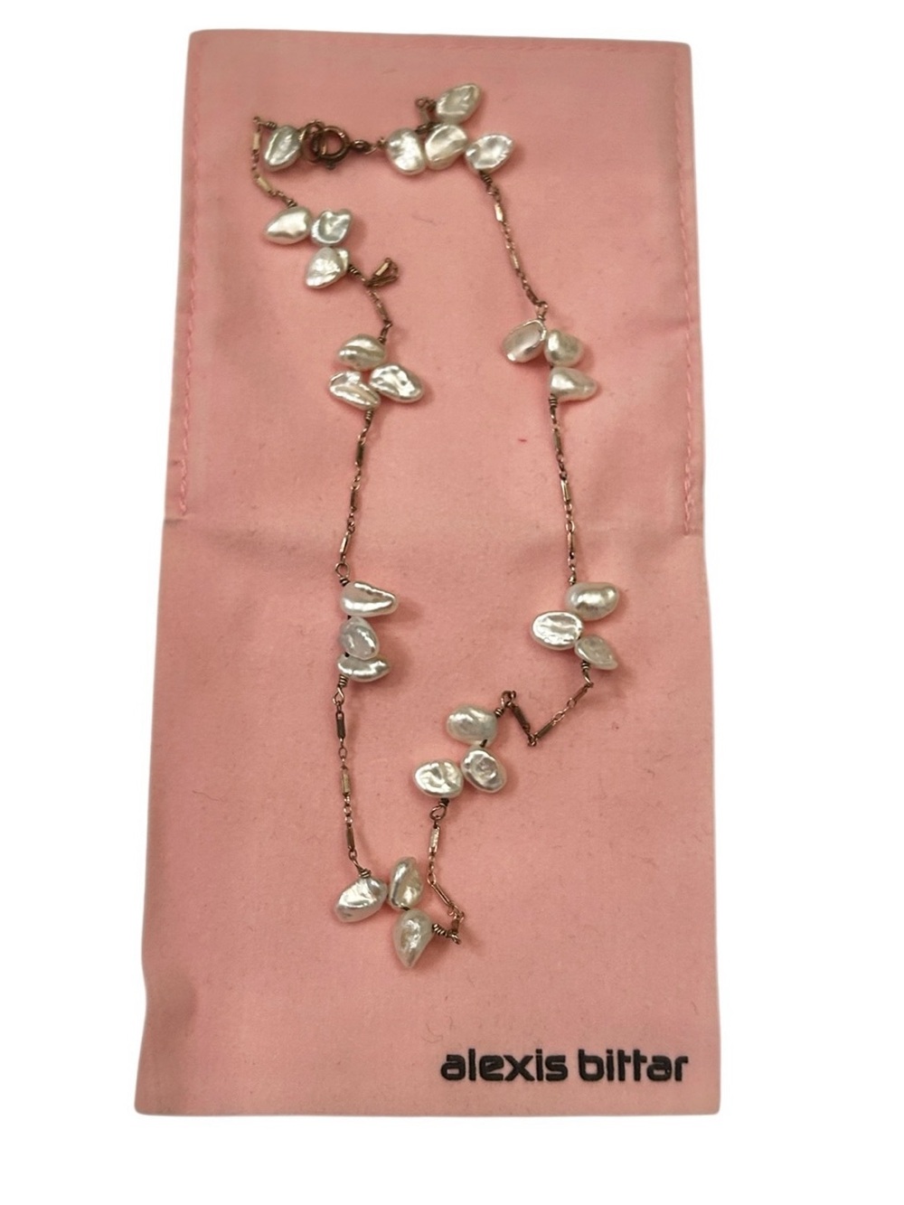 Alexis Bittar white Baroque Pearl Station silver choker Necklace in gift pouch - Picture 3 of 7